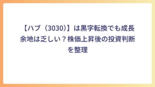 【ハブ（3030）】は黒字転換でも成長余地は乏しい？株価上昇後の投資判断を整理
