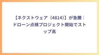 【ネクストウェア（4814）】が急騰｜ドローン点検プロジェクト開始でストップ高