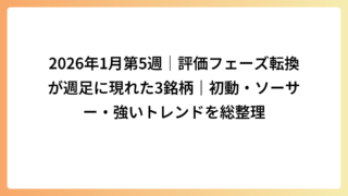 2026年1月第5週｜評価フェーズ転換が週足に現れた3銘柄｜初動・ソーサー・強いトレンドを総整理