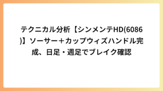 テクニカル分析【シンメンテHD(6086)】ソーサー＋カップウィズハンドル完成、日足・週足でブレイク確認