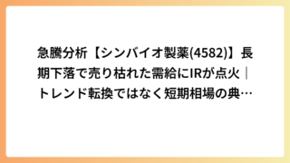 急騰分析【シンバイオ製薬(4582)】長期下落で売り枯れた需給にIRが点火｜トレンド転換ではなく短期相場の典型例