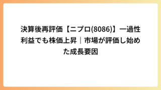 決算後再評価【ニプロ(8086)】一過性利益でも株価上昇｜市場が評価し始めた成長要因