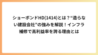 ショーボンドHD(1414)とは？“造らない建設会社”の強みを解説！インフラ補修で高利益率を誇る理由とは