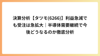 決算分析【タツモ(6266)】利益急減でも受注は急拡大｜半導体需要継続で今後どうなるのか徹底分析