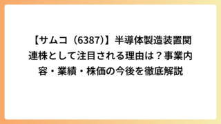 【サムコ（6387）】半導体製造装置関連株として注目される理由は？事業内容・業績・株価の今後を徹底解説