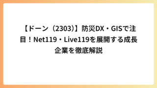 【ドーン（2303）】防災DX・GISで注目！Net119・Live119を展開する成長企業を徹底解説