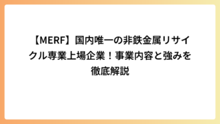 【MERF】国内唯一の非鉄金属リサイクル専業上場企業！事業内容と強みを徹底解説