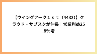 【ウイングアーク１ｓｔ（4432）】クラウド・サブスクが伸長｜営業利益25.8％増